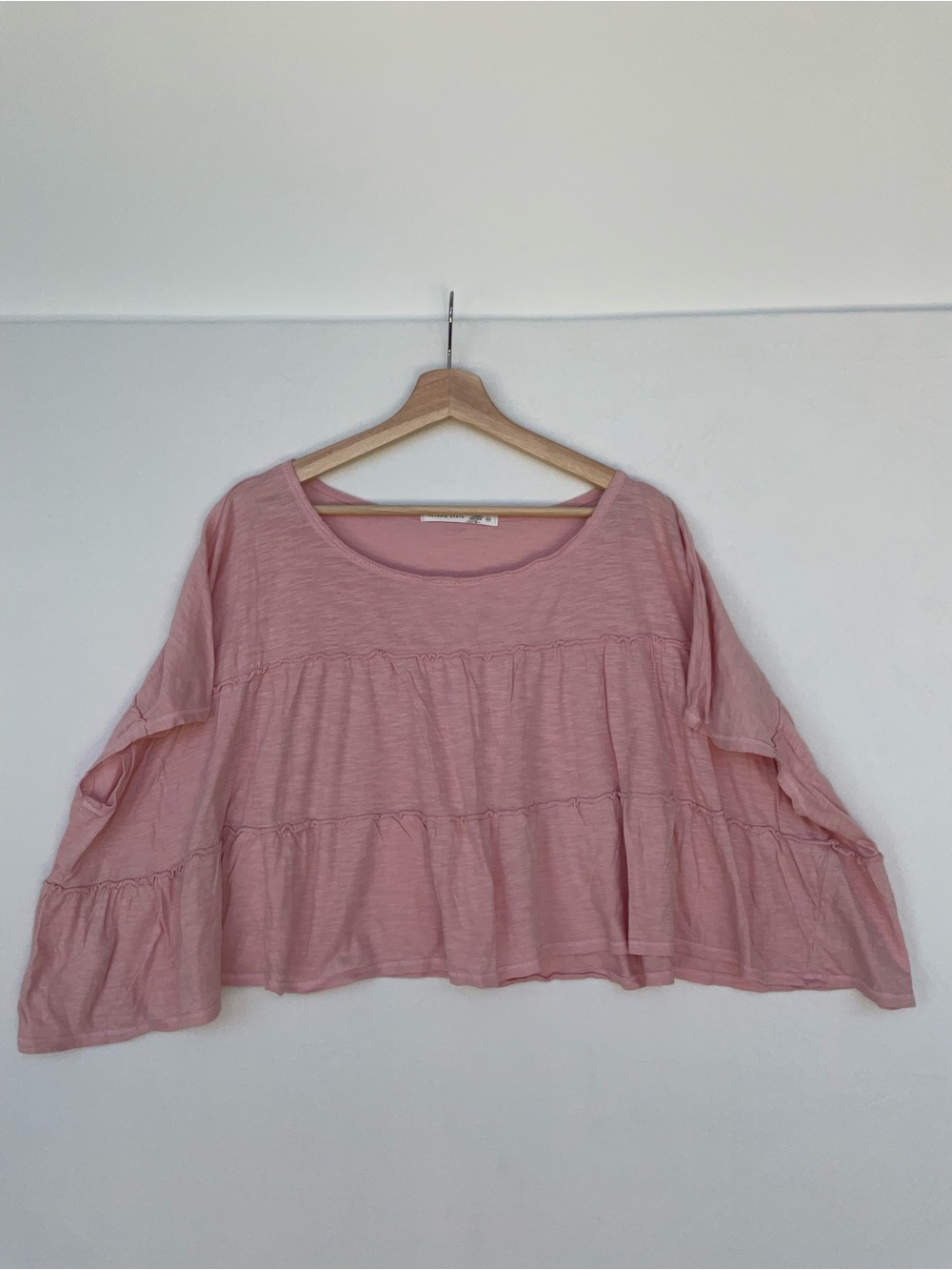 Altar'd State Dusty Pink Tiered Peasant Blouse